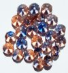 25 6x8mm Faceted Two Tone Rose & Light Blue Donut Beads